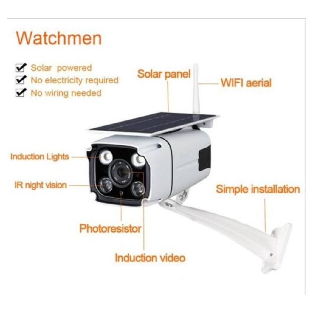 Trade Shop - Telecamera con Pannello Solare WiFi da Esterno Ip67 2.0mp Sensore PIR 202 Had