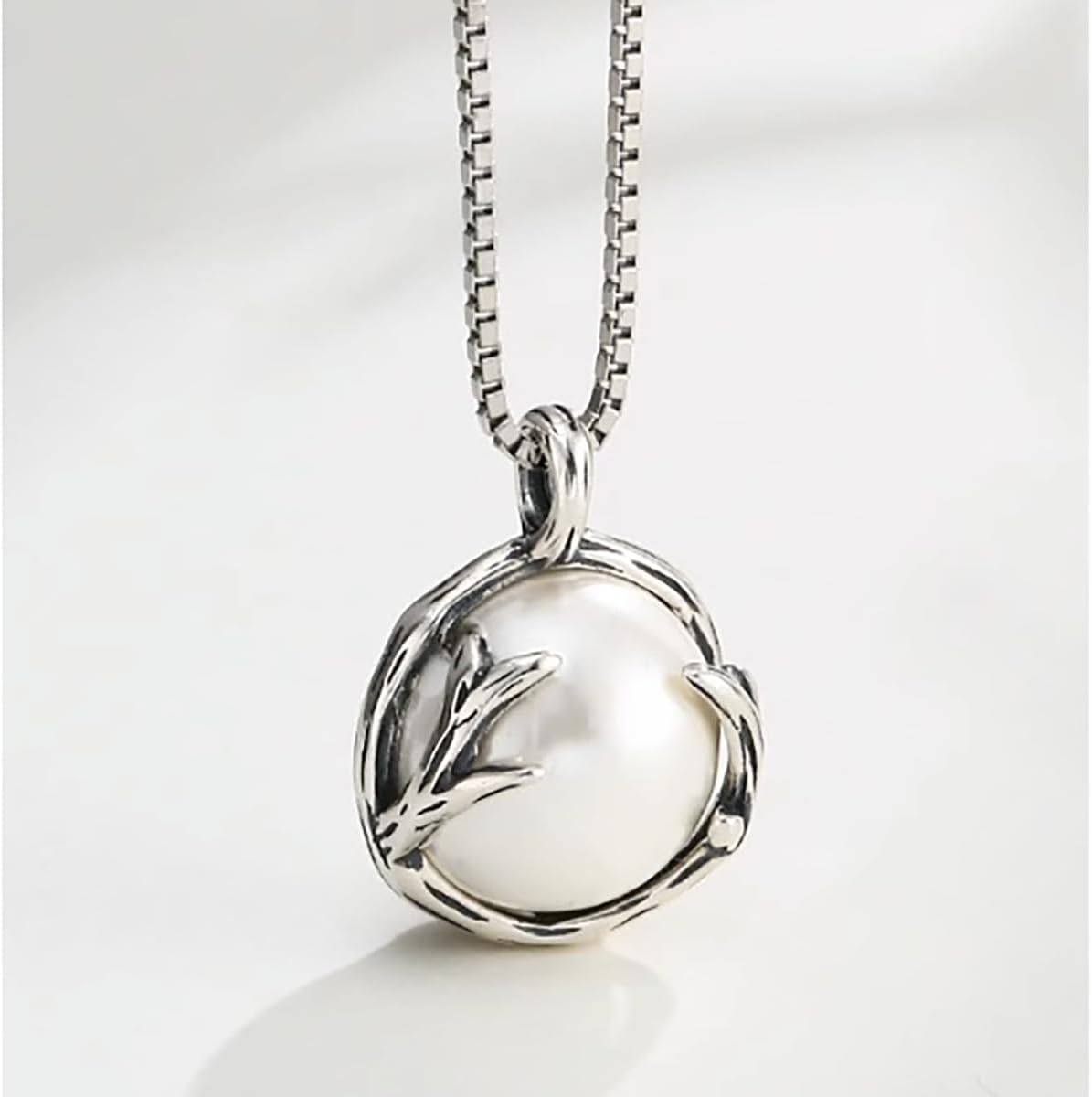 925 Sterling Silver Hollow Leaf Pendant Base fit 12-13mm Round Pearl or Cabochon Pendant Setting DIY Bezel Cup Charm Necklace Jewelry Making Craft