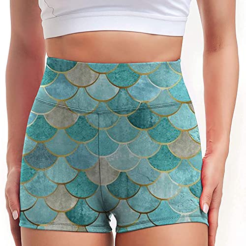 Femmes Mode Imprimer Pantalon de Yoga Taille Haute Anti-cellulite Contrôle du ventre Pantalon de jogging Fitness Course Entraînement actif Short Short, vert, S Cover