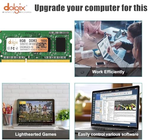 Image of Dolgix 8GB DDR3-8ic | 1600MHz Laptop RAM | Notebook RAM |Laptop-Memory | SO-DIMM | CL-11 | PC3-12800 | 1Rx8 Single Rank | 3 -Years Warranty- (Made in India)
