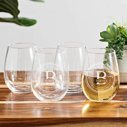Nakedwoodworks Personalized Stemless Wine Glasses (21Oz) - Laser Engraved Anniversary & Wedding Wine Glasses W/Names & Date thumb #7