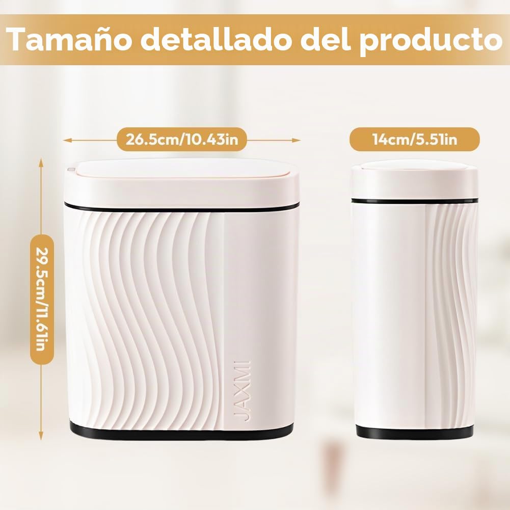 Cubo de Basura para Baño y Habitación 8L, Cubo de Basura Anti Olor Automático con Sensor, Para Baño y Cocina, Blanco