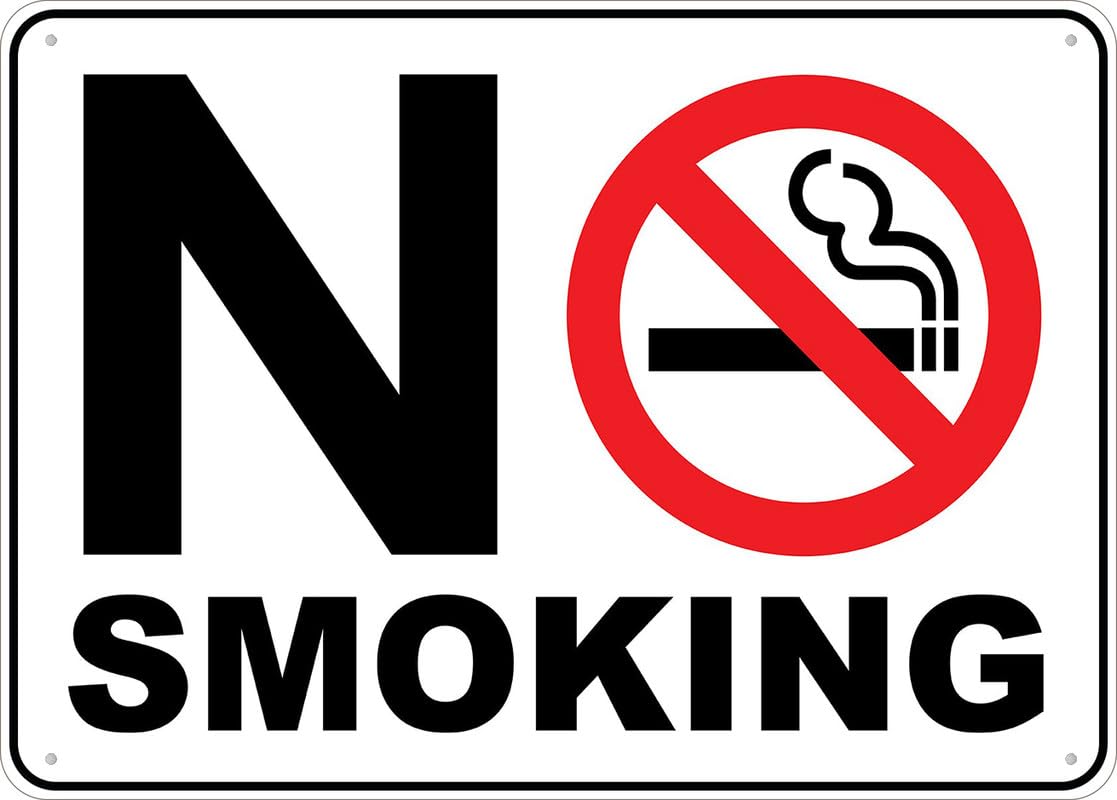 No Smoking Aluminum Metal Sign 8"x12" Rust-Free UV Printed 4 Pre-Drilled Holes Durable Weatherproof For Business Use