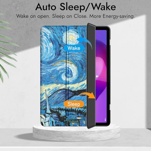 Image of Robustrion Cover for Lenovo Idea Tab Plus 12.1 inch Cover Case with [Pencil Holder], Trifold Cover Case for Lenovo Idea Tab Plus Tablet Cover [Auto Sleep Wake Support] - Night