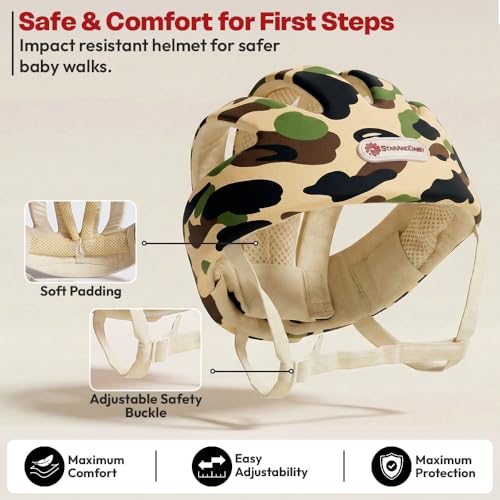 Image of StarAndDaisy Baby Safety Helmet for Head Protection | Soft Cotton Baby Helmet with Cushion Padding | Adjustable Baby Head Protector for Crawling & Walking Toddlers -Army