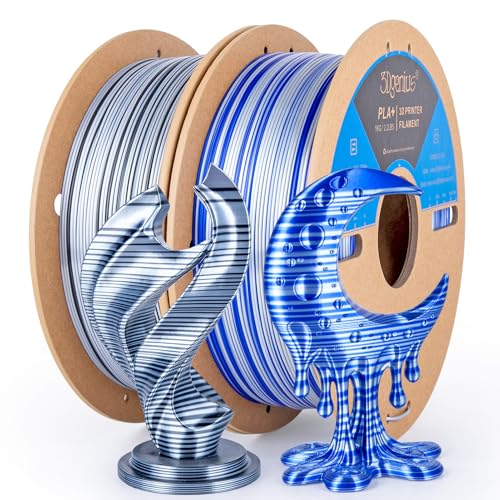 3Dgenius Silk PLA Filament 1.75mm Silk PLA 3D Printer Filament Shiny Fast Color Changing Gradient Filament 3D Printing Filament Fit Most FDM Printers, 1kg X 2 Spools, Twisted 2Pack1