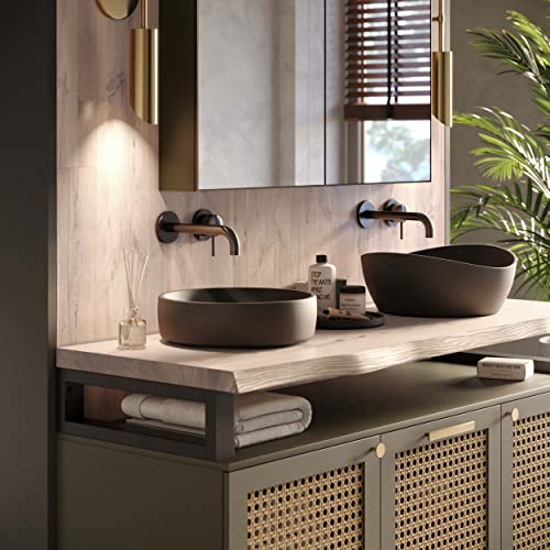 LAMO Manufaktur Waschtischplatte, Holzplatte Waschtisch Baumkante, 60x40 cm (AxB), Roh, ohne Montageset, LWP-01-A-001-AE