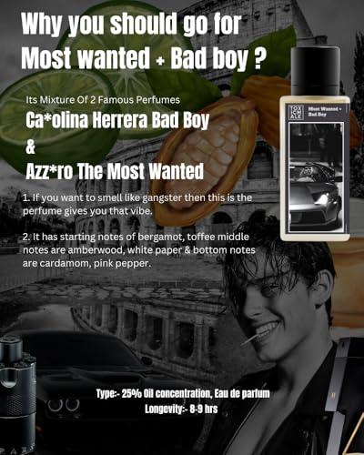 Image of TOXICMALE Most Wanted + Bad Boy | Perfect Long lasting Men's perfume for party | perfumes for men | Gift for him | TMA37 | 50 ml perfume | TM Perfume House