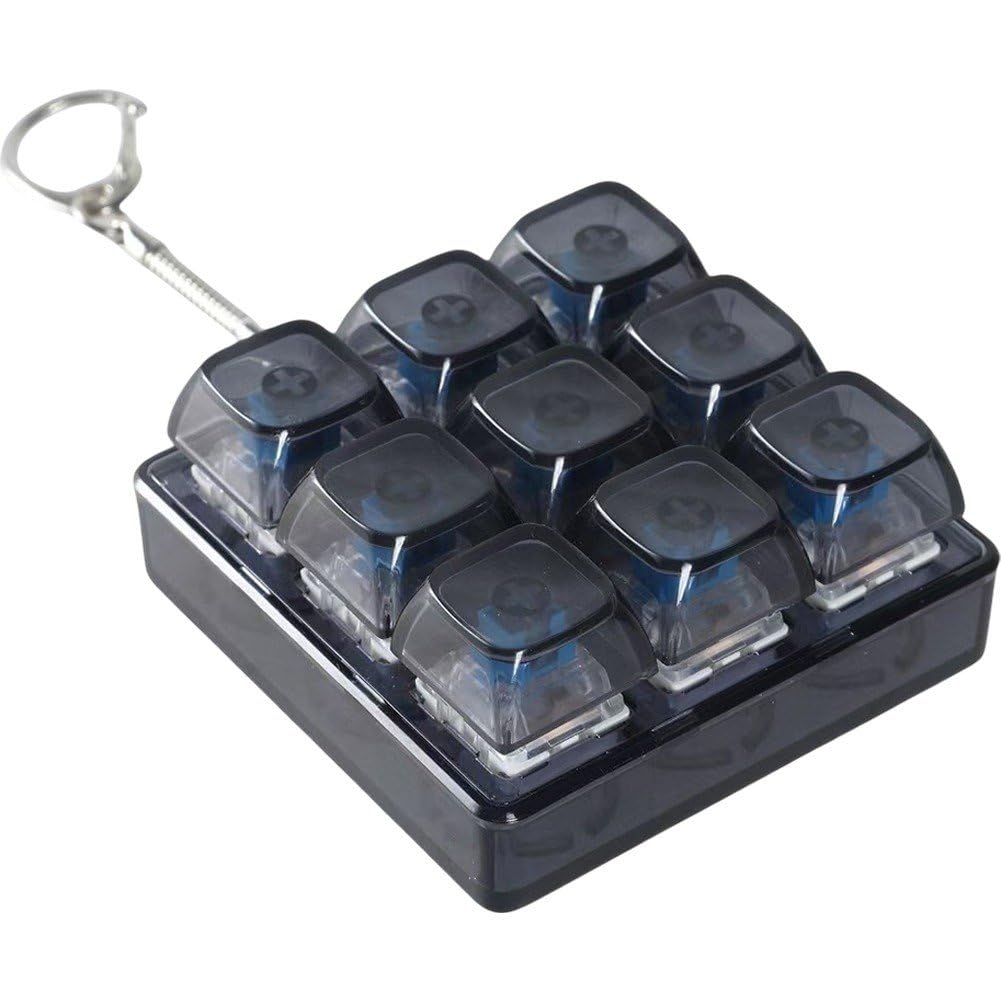 Fituenly Diy Keyboard Fidget Keychain 9keys Finger Keyboard Cap Portable Keychain Clickers for Adults Stress Relief Keyboard Fidget Clicker