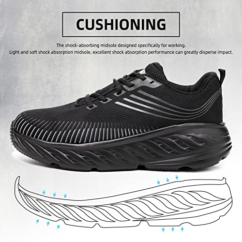 Image of Extra Wide Steel Toe Shoes for Men, Super Lightweight Men's Safety Shoes Indestructible Construction Work Sneakers