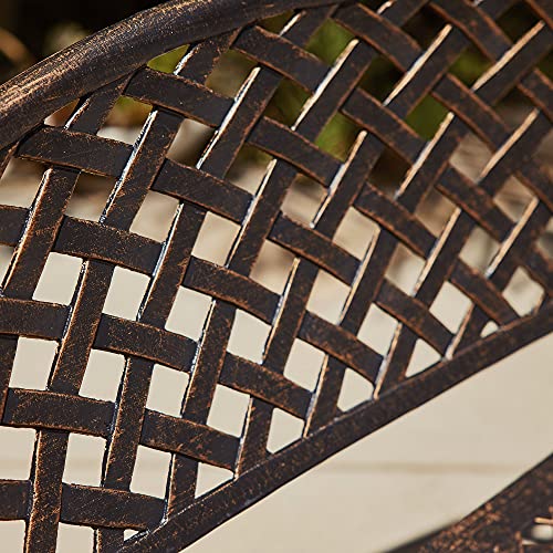 Belleze Patio Outdoor Garden Bench, 40 Inch Cast Aluminum Loveseat Chairs With Armrests For Park, Yard, Porch, Lawn, Balcony, Backyard, Antique Seat Furniture, Bronze #TOP5