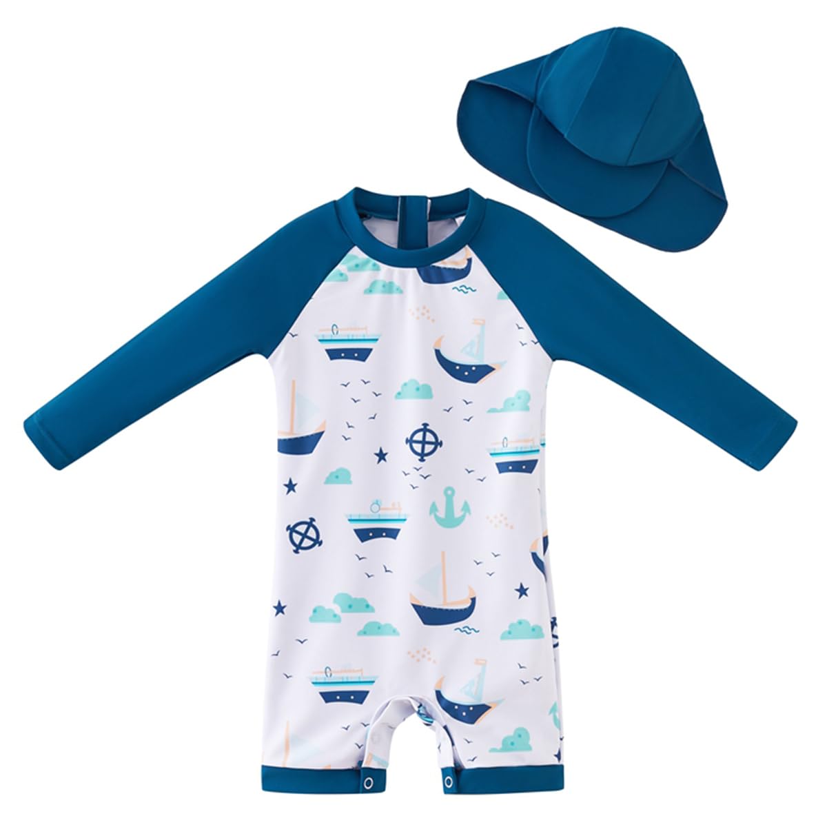 UMELOK Baby Badeanzug mit Sonnenhut UV Schutz Schwimmanzug für Baby Junge