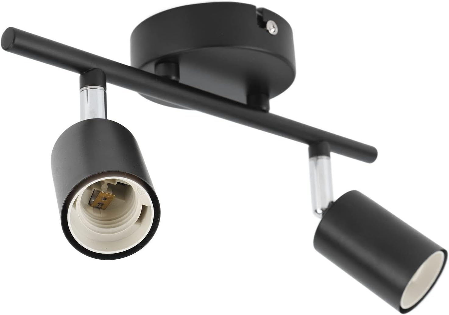 Ceiling Track Light Holder 2 Light Rotating Adjustable Lampholder Flush Mount for E27 Bulb LED Bulbs