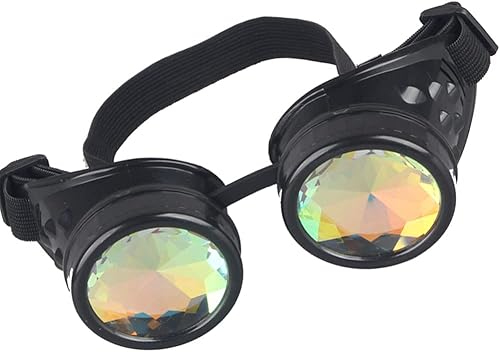 Miniatura 6 de Gafas caleidoscopio para raves trippy psicodélico steampunk con lentes de cristal de difracción de prisma arcoíris