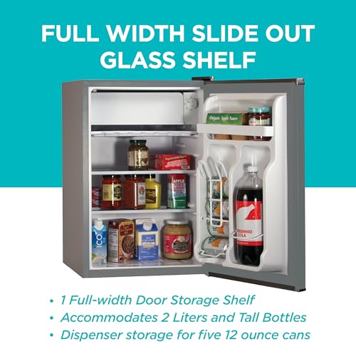 BLACK+DECKER 2.5 Cu. Ft. Compact Refrigerator, ENERGY STAR Certified, Single Door Mini Fridge with Chiller Compartment, Personal Fridge for Home or Dorm Room, R600a Refrigerant, BCRK25V,Stainless Look - Image 5