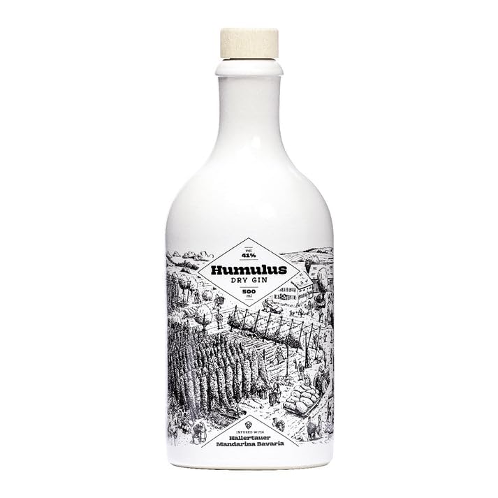 HUMULUS Dry Gin - London Dry Gin aus Bayern, mit Hallertauer Mandarina Bavaria Hopfen, Wacholder, Zitrus & Botanicals, Unfiltered Craft Gin (500 ml)