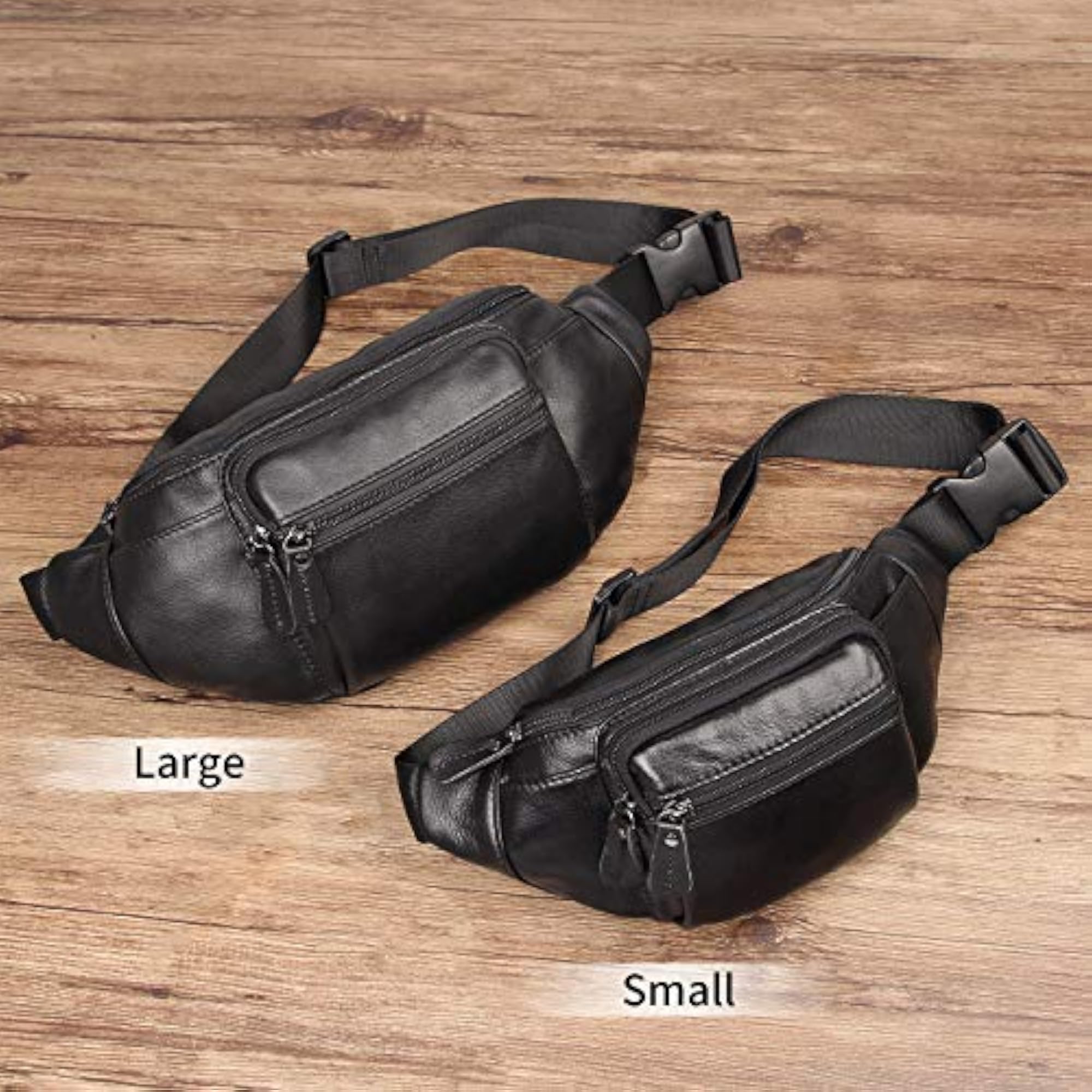 Classic Style Leather Fanny Pack/Waist Bag, Black