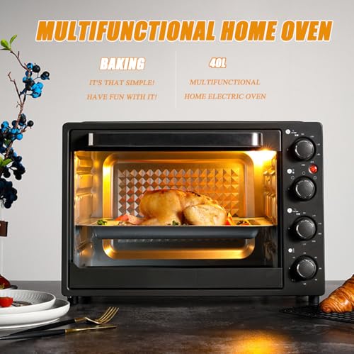 Tenedor de convección comercial de 40L, la utódora eléctrica Rotisserie con 60 Min Timer, Control Templ Independiente 90-230C, Equipo de Panadería de Acero Inoxidable para la Contríaca y el Uso Inicio
