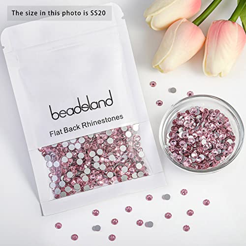 Image of Beadsland 2880pcs Flat Back Crystal Rhinestones Round Gems for Nail Art and Craft Glue Fix,Light Pink,SS20,4.6-4.8mm