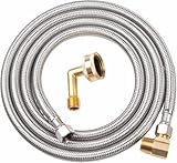 gcbcrit Universal Dishwasher Installation Kit, 10 FT Dishwasher Supply Line, 3/8 Inch Compression x 3/4 Inch FHT Elbow, Stainless Steel Braided Dishwasher Installation Connector, 41015 (10 FT)