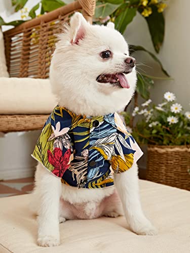 Qwinee Leaf & Flower Print Dog Shirt Hawaii Style Cat Dog T-Shirt Breathable Cool Clothes Beach Seaside Puppy Sweatshirt For Small Medium Large Dogs Cats Kitten Black 3X-Large #TOP1