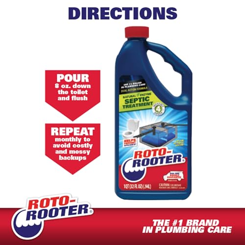 Roto-Rooter Dual Action Septic Treatment, Natural Enzymes Help Prevent Septic Buildup and Remove Odor, Safe for Septic Systems, Toilets, Pipes, Drains and Sinks, Professional Strength, 64 oz Bottle by Roto-Rooter - Image 3