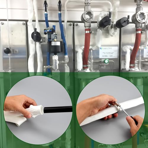 Abgasschlauch 25mm für Stromerzeuger 250CM Hitzebeständiger Standheizung Schlauch für Notstromaggregat Abgasrohr Standheizung mit 4 Clips Hitzeschutzschlauch Hitzeschutz Auspuff(Weiß)