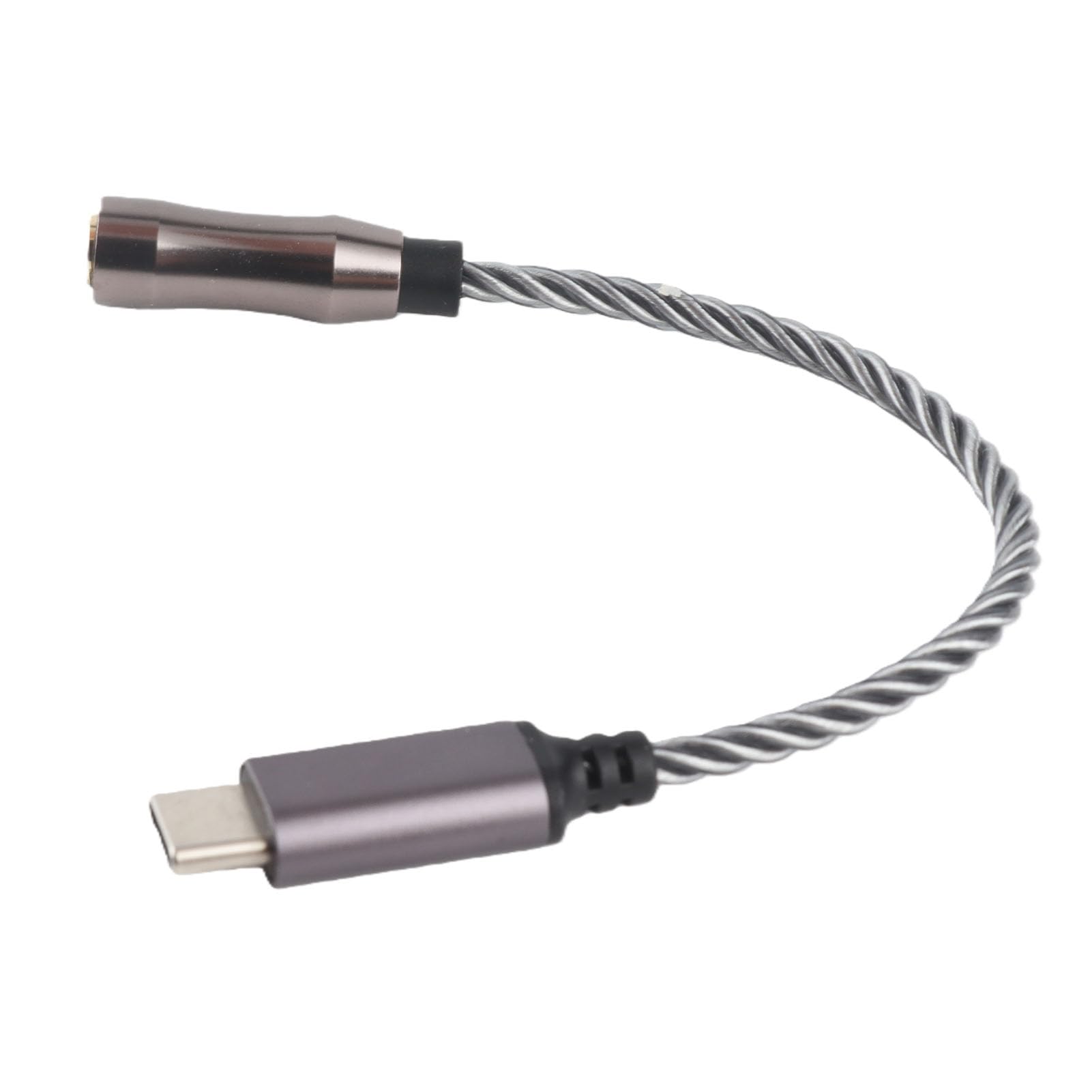 Alomejor Type C to 3.5mm Headphone Amplifier Adapter (Grigio freddo) | Decodifica HIFI a bassa potenza, supporta DSD64, uscita ad alta sensibilità, cavo da 15 cm
