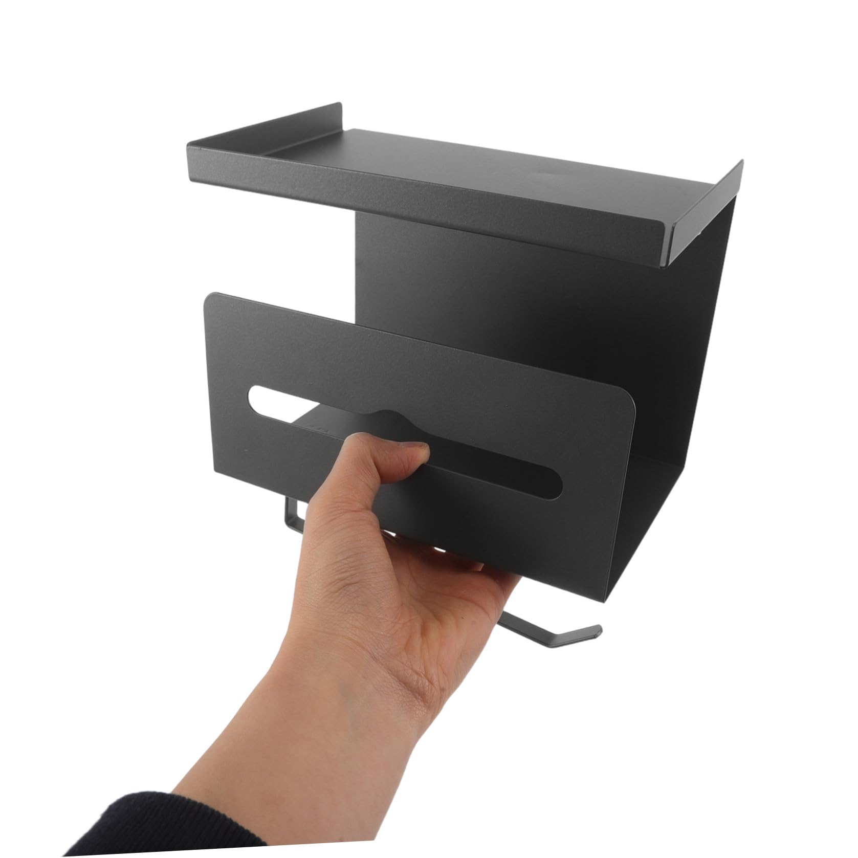 Toyvian Portarotolo Robusto da Parete di Carta Igienica in Acciaio al Carbonio con Doppio Ripiano con Spazio Extra e Funzionale per Bagno Moderno