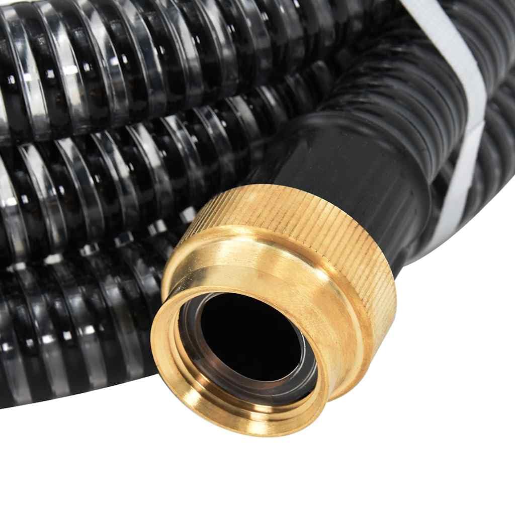 Mangloder - Manguera de aspiración con conectores de latón, color negro, 10 m, PVC de 1,1 pulgadas, con válvula de pie, colador y flotador para agua doméstica, filtro de agua, bomba de jardín, riego y