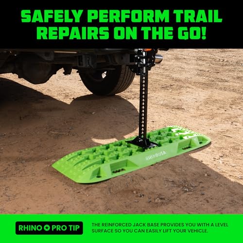Image of Rhino USA Off-Road Traction Boards (2-Pack) - Sand, Mud & Snow (Green)