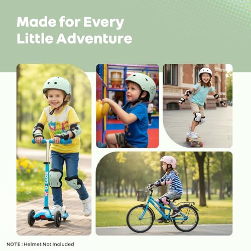 Image of R for Rabbit Safe Play Protector Pads for Kids Knee Elbow Wrist Guards Lightweight Adjustable for Cycling Skating & Other Sports PP Shell EVA Soft Liners Material Pads Age 6-12 Years Babies (Green)