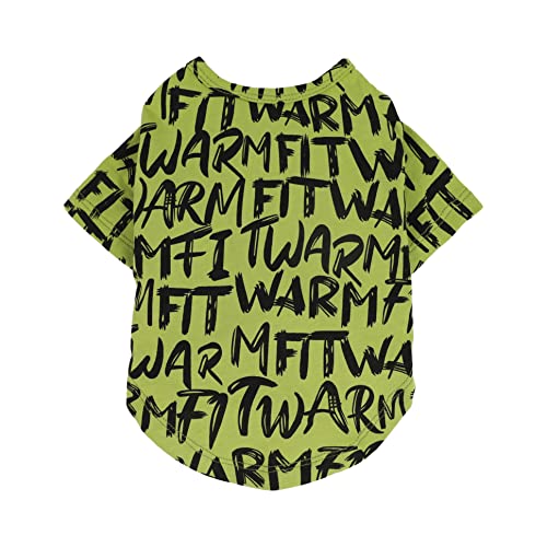 Fitwarm Hunde-T-Shirt, 100 % Baumwolle, kreativer Druck, Hundekleidung, Hunde-Shirt, Welpen-Shirt, Haustier-Weste, Tank-Top, Katzentee, Grün, Größe L Cover