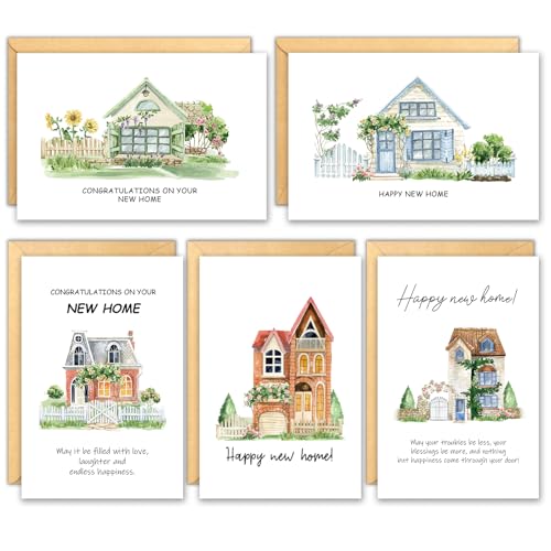 CYGGUN New Home Cards with Envelope, Set of 25, 4x6 Inch Farmhouse Retro 5 Design Housewarming Cards Gifts for Friends, Coworkers Relative Neighbors, Realtor CYGGUN New Home Cards with Envelope, Set of 25, 4x6 Inch Farmhouse Retro 5 Design Housewarming Cards Gifts for Friends, Coworkers Relative Neighbors, Realtor