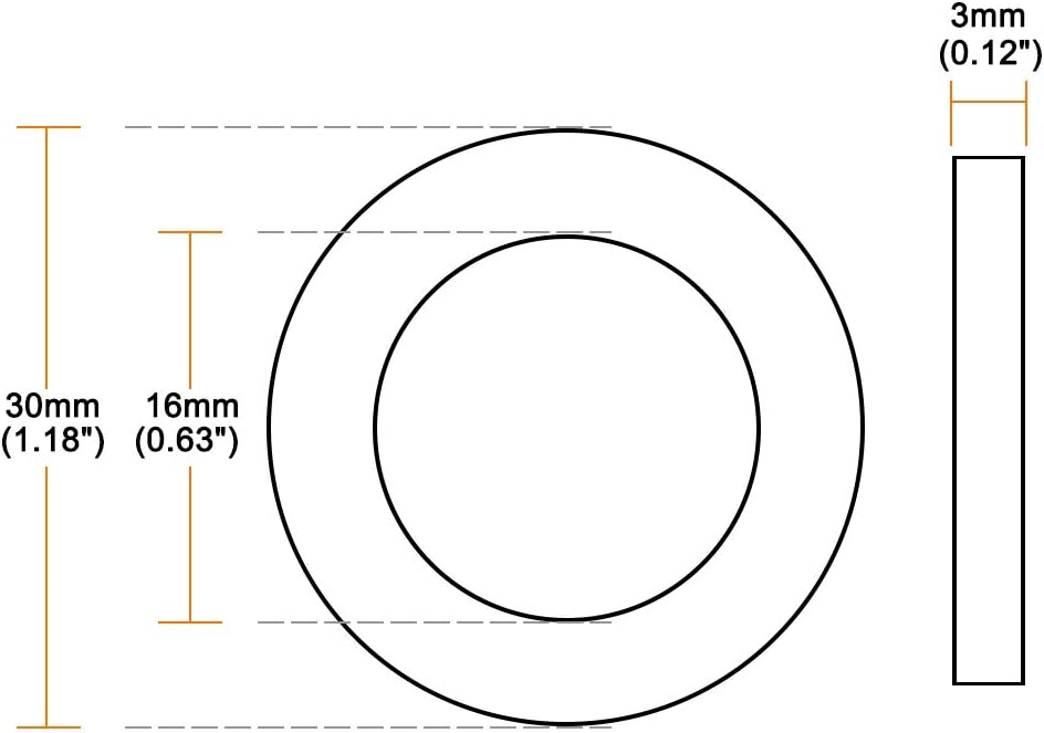 uxcell Nylon Flat Washers 30mm OD 16mm ID 3mm Thickness for Faucet Pipe Water Hose, Pack of 100