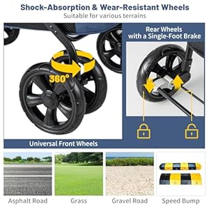 PETSITE-Folding-Dog-Stroller-One-Click-Folding-Design-4-Wheel-Pet-Stroller-with-Storage-Pockets-Breathable-Mesh-and-Skylight-Cat-Dog-Strollers-for-Small-Medium-Size-Dogs-Blue - Cucciolini Doodles   PETSITE-Folding-Dog-Stroller-One-Click-Folding-Design-4-Wheel-Pet-Stroller-with-Storage-Pockets-Breathable-Mesh-and-Skylight-Cat-Dog-Strollers-for-Small-Medium-Size-Dogs-Blue