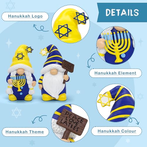 Uniboho Hanukkah Decorations Hanukkah Gnomes Decorations for Home Resin Hanukkah Gnomes Decor for Office Indoor Outdoor,Jewish Gifts Idea Menorah Hanukkah Tiered Tray Decor — view 3