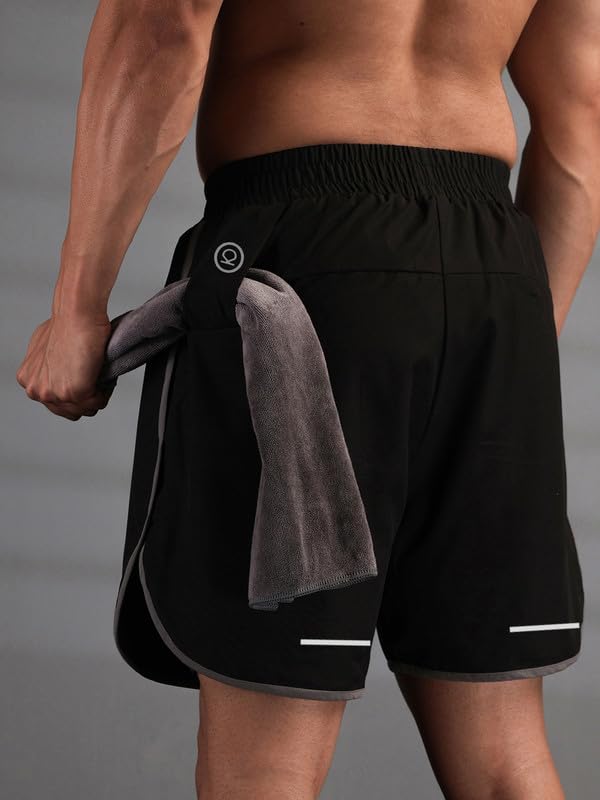 Image of CHKOKKO Double Layered Gym Shorts for Men Workout | Compression Inner Layer with Pockets Across Inner Outer and Back | Dry Fit Sports Athletic wear for Running Jogging or Training