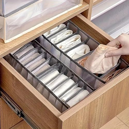 Image of atorakushon Mesh Drawer Organizers for Undergarments, Socks, Bras, Ties, Scarves, Wardrobe Storage Box Kitchen Tools (4 Pcs, Brown)