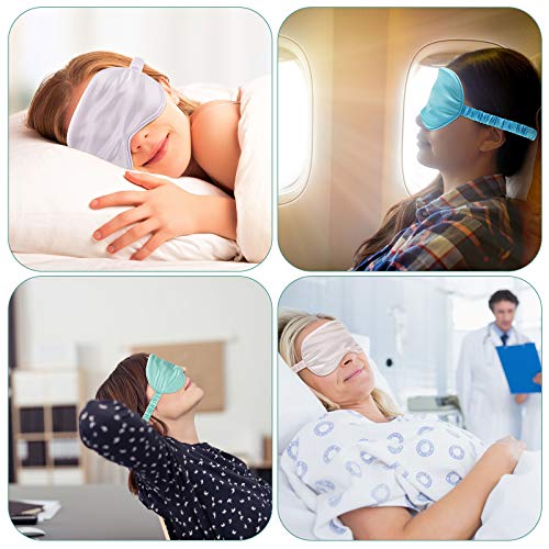 4 Pcs Silk Sleeping Eye Mask With Ear Plugs Smooth Soft Eye Cover Satin Blindfold Elastic Strap Night Eyeshade For Girls Boys Women Travel Nap (Light Colors) #TOP5