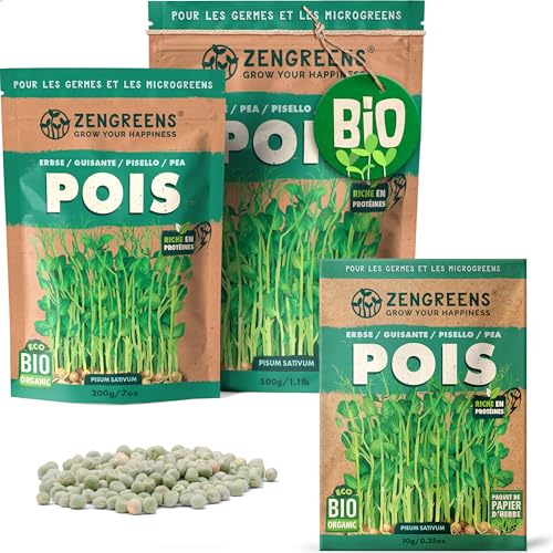 ZenGreens® - Graines de pois bio - Choisissez entre 10g, 200g et 500g - Graines de pois avec un taux de germination supérieur à 97% - Microgreens