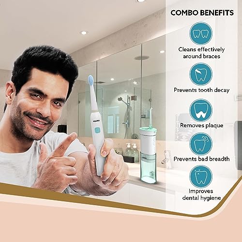 AGARO Cosmic Sonic Toothbrush Lite White & Ultra Portable Oral Irigator 200 ML Black, Combo - Image 4