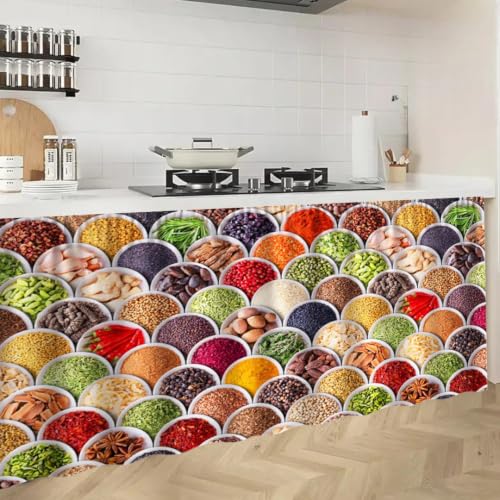 Image of Kitchen Curtains for Sink | Premium Printed Under-Sink Skirt for Kitchen Counter | Washable & Dustproof Rod Pocket Curtain | Home & Cooking Theme Decor (150cm x 70cm) (Masala)