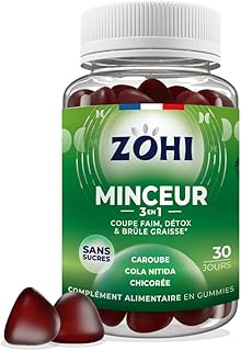 Complément Alimentaire Minceur -Gummies Minceur-60 gommes de fruits goût Framboise Pamplemousse- ZOHI- Fabriqué en France