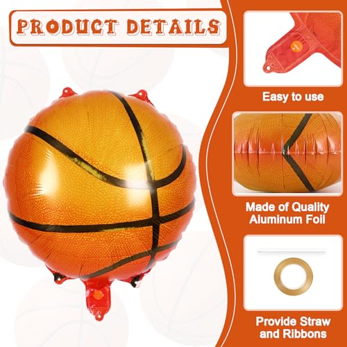 12 Pcs Basketball Balloons,18 Inch Basketball Foil Balloons,Sports Mylar Balloon Basketballs Birthday Decorations for Sports Theme Party Supplies by YOTHORN - Used condition - Image 5