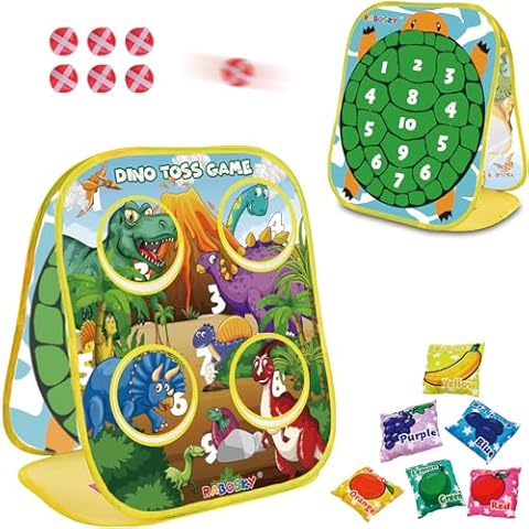 Outdoor Toss Game Toys for Kids, Toddler Gifts for 3 4 5 Year Old Boys Birthday or Christmas, All-in-One Throwing Sports Toys with Fruit Bean Bags & Sticky Balls, Fun Play Games for Party Cover