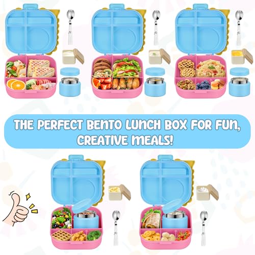 Image of Lunch Box Kids, Leak Proof 5 Compartment Bento Box for Kids, 13oz Thermo for Hot Food Kids Lunch Box,Hot Lunch Box for School Travel