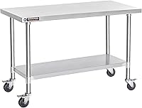 Vista 32 de DuraSteel Carrito de acero inoxidable NSF de 30 x 72 pulgadas, mesa de preparación de alimentos resistente con estante inferior, isla de cocina