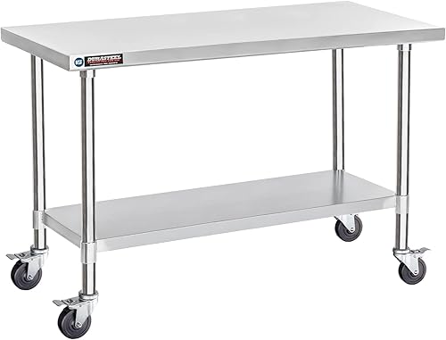 Miniatura 49 de DuraSteel 24x12 Pequeña Mesa de Acero Inoxidable - NSF Metal Angosta Comercial para Preparación de Alimentos, Mesa de Trabajo Lateral con Estante