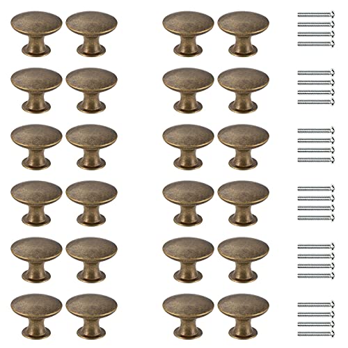 HonGien 24 Stück Möbelknöpfe Messing Antik Vintage Schubladenknöpfe Möbelgriffe Schrankknöpfe Durchmesser 30mm Knauf für Schrank Kleiderschrank Möbel Schublade Küche Cover